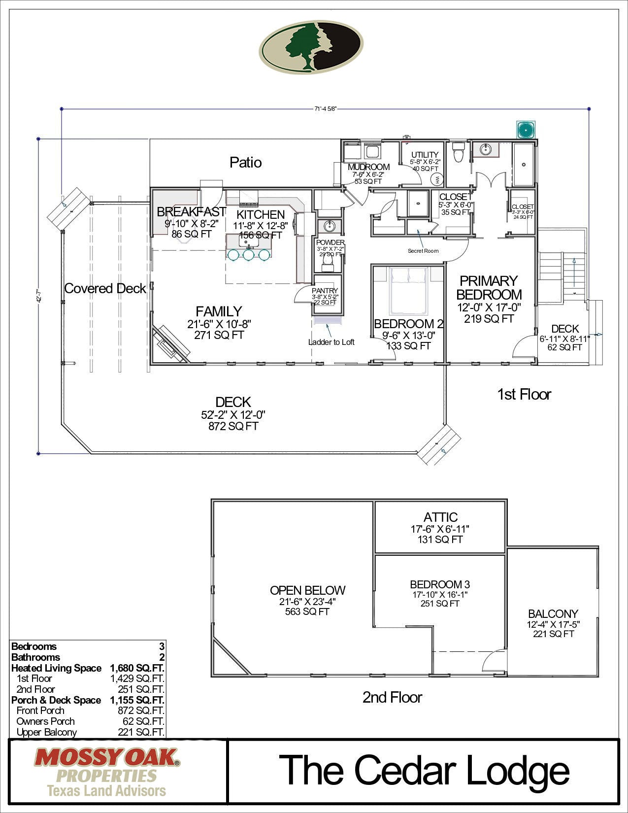 Floor Plan for Cedar Lodge